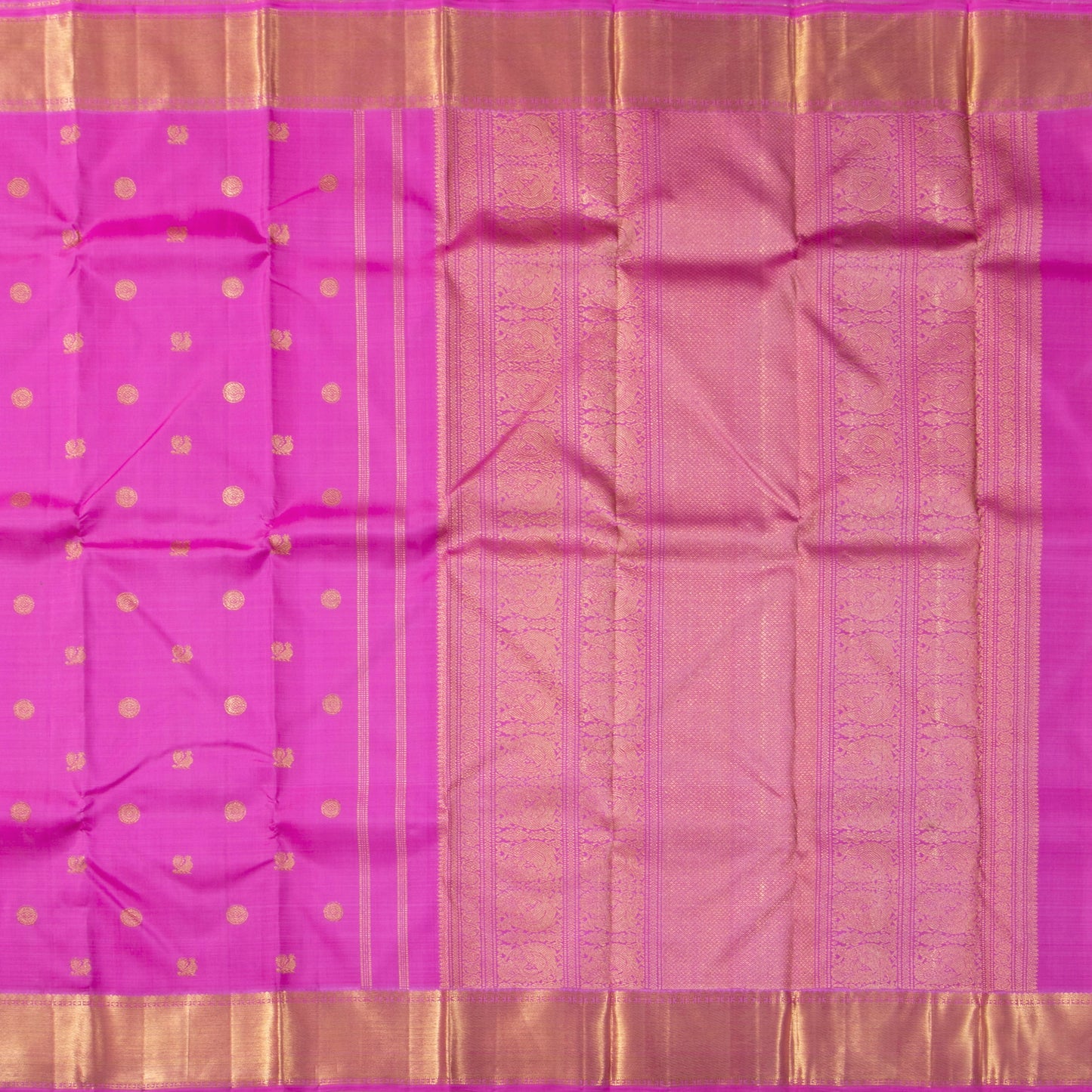 Pink Kanchipuram Silk Saree With Chakram And Annam Motifs For Wedding Wear PV NYC 1671