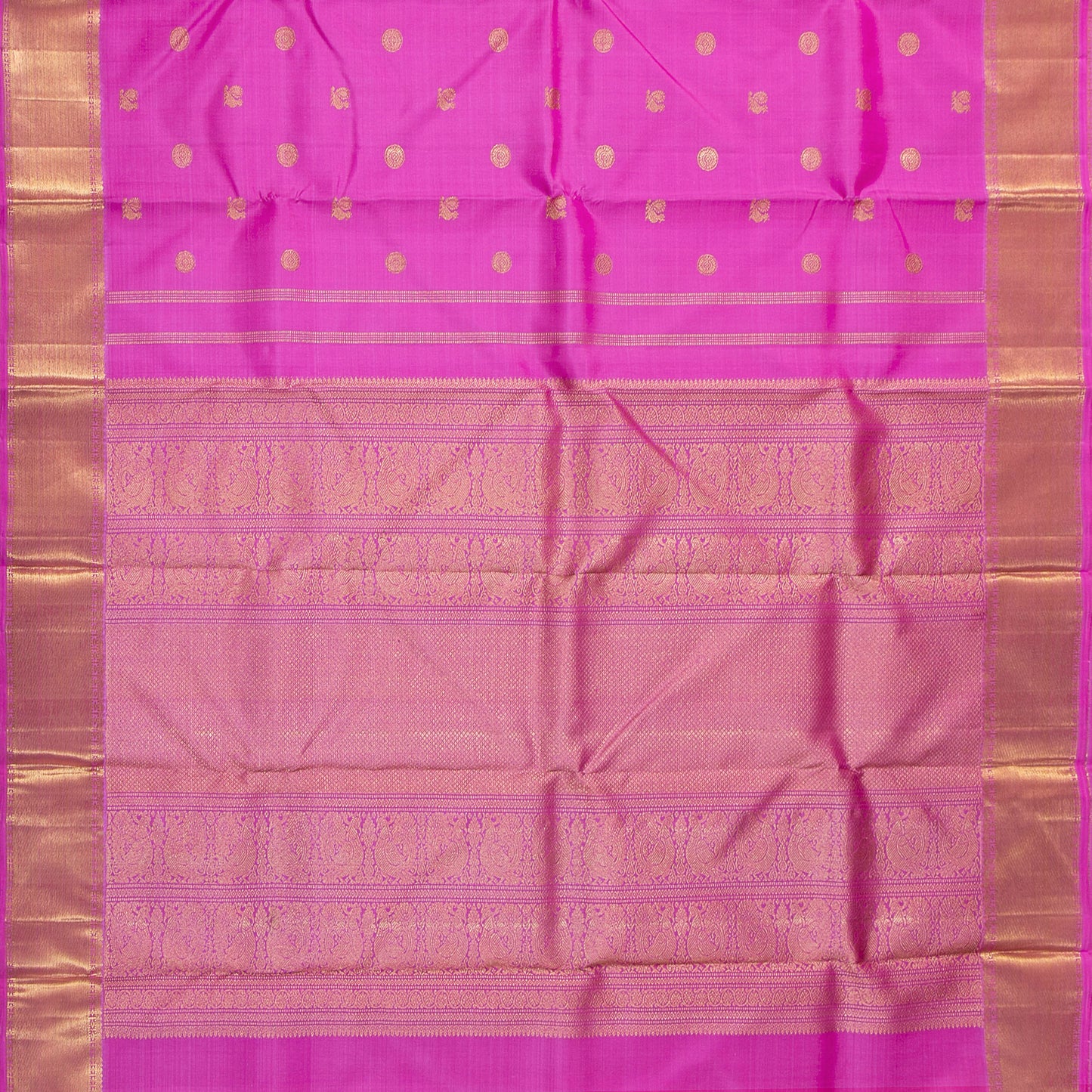 Pink Kanchipuram Silk Saree With Chakram And Annam Motifs For Wedding Wear PV NYC 1671