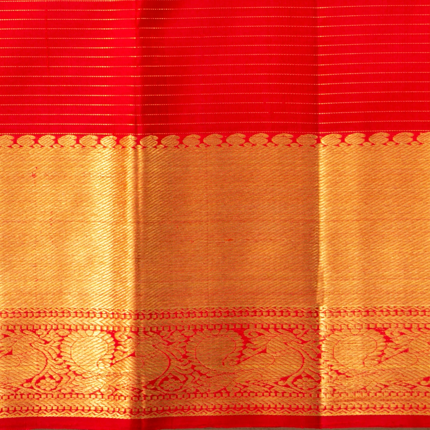 Red Kanchipuram Silk Saree With Zari Checks For Bridal Wear PV NYC 1622