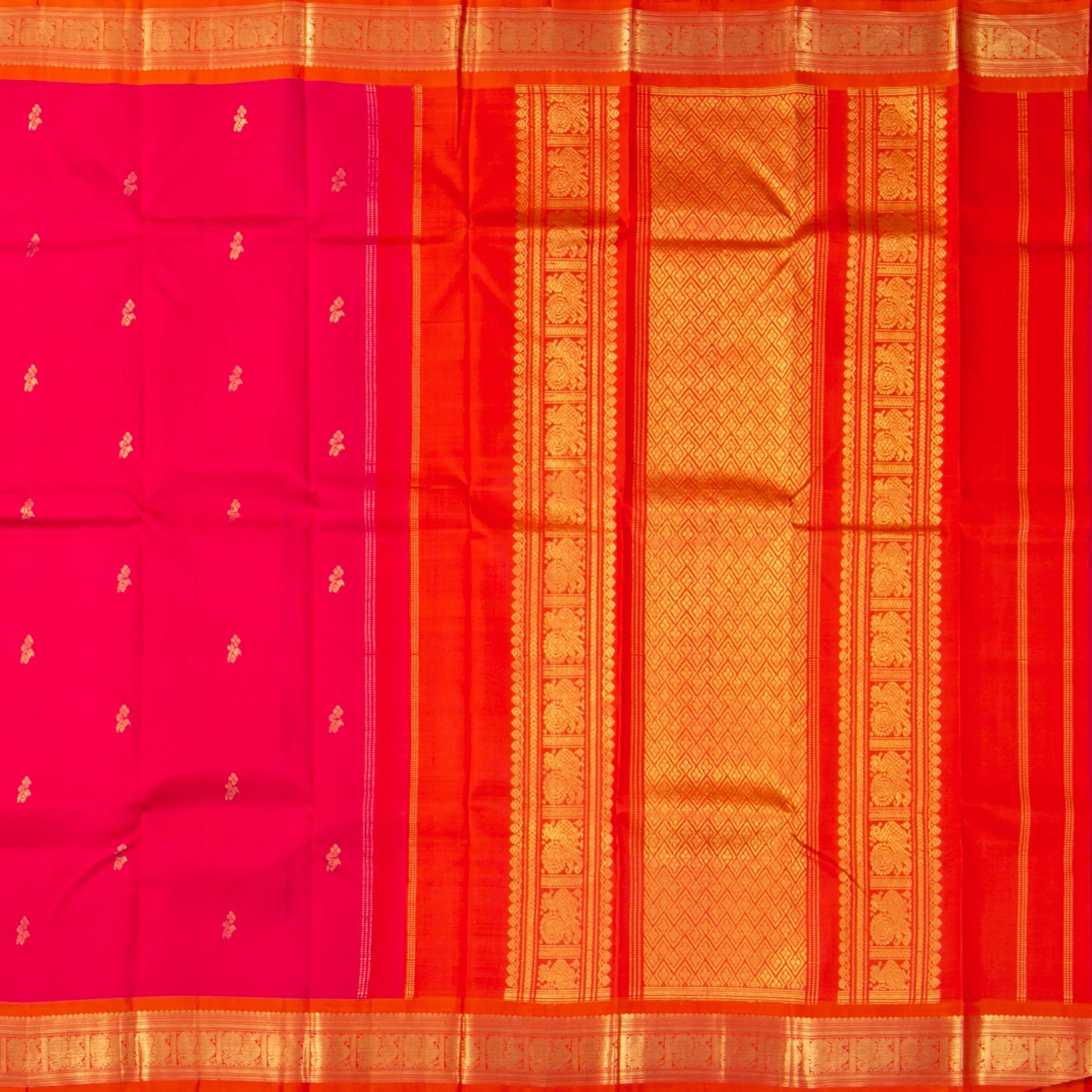 Pink And Orange Kanchipuram Silk Saree For Festive Wear PV NYC 1583