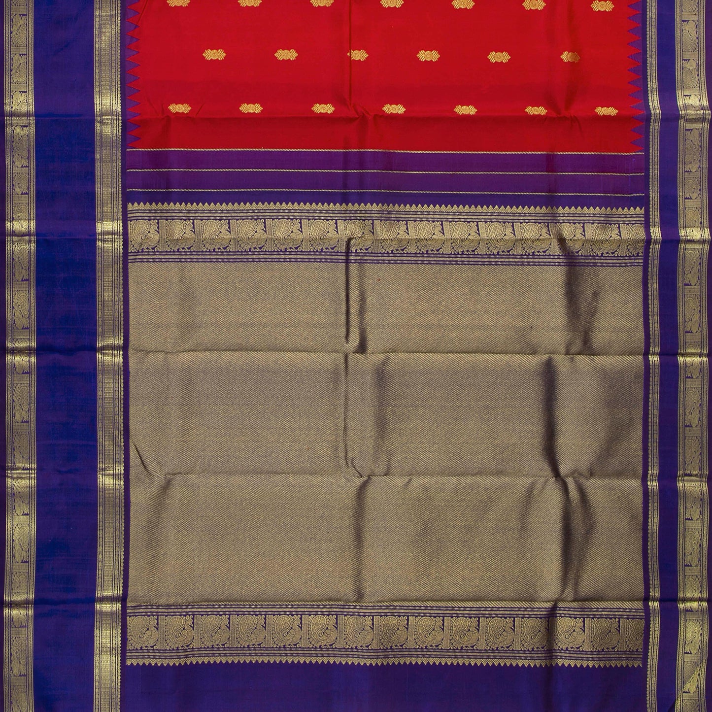Maroon And Blue Kanchipuram Silk Saree For Festive Wear PV NYC 1641