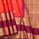 Orange And Maroon Kanchipuram Silk Saree For Festive Wear PV MEN 249