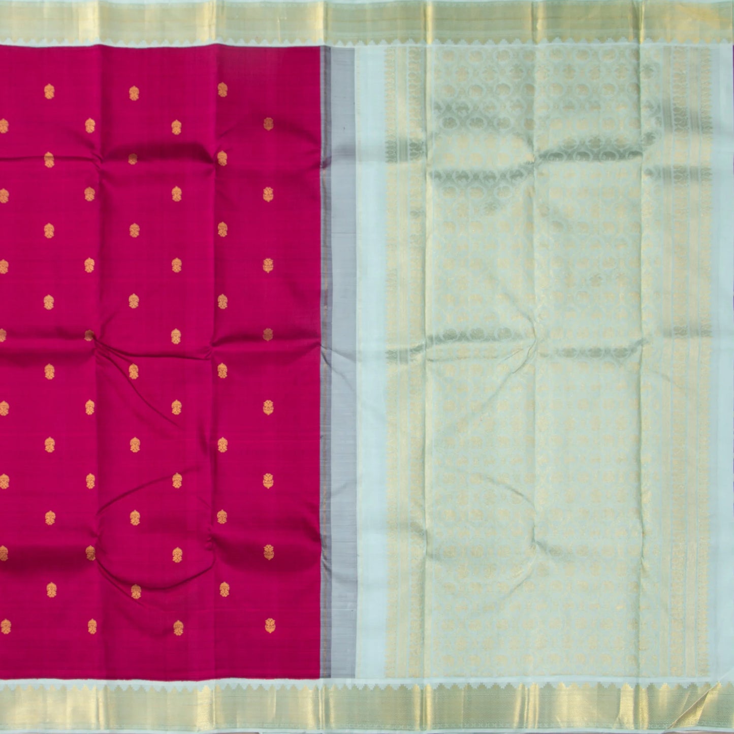 Magenta And Blue Kanchipuram Silk Saree For Festive Wear PV NYC 1740