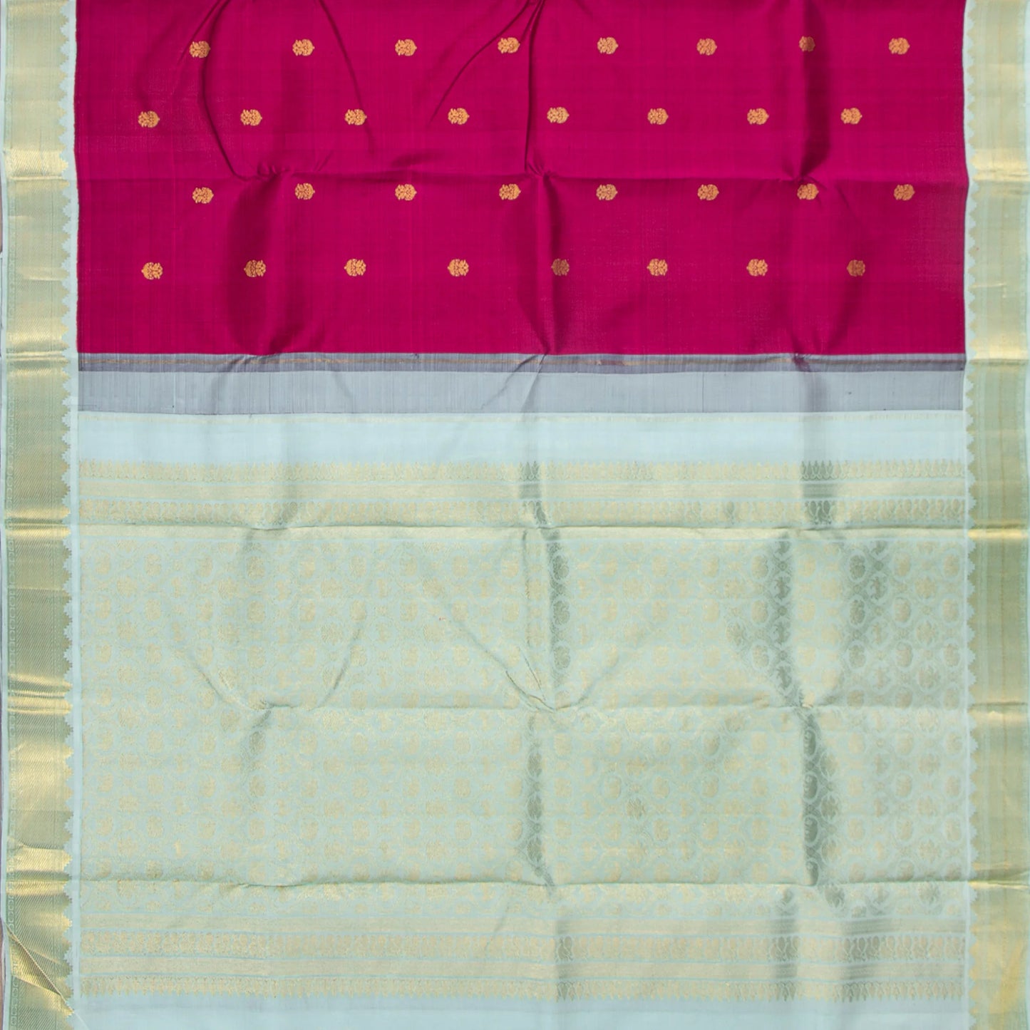 Magenta And Blue Kanchipuram Silk Saree For Festive Wear PV NYC 1740