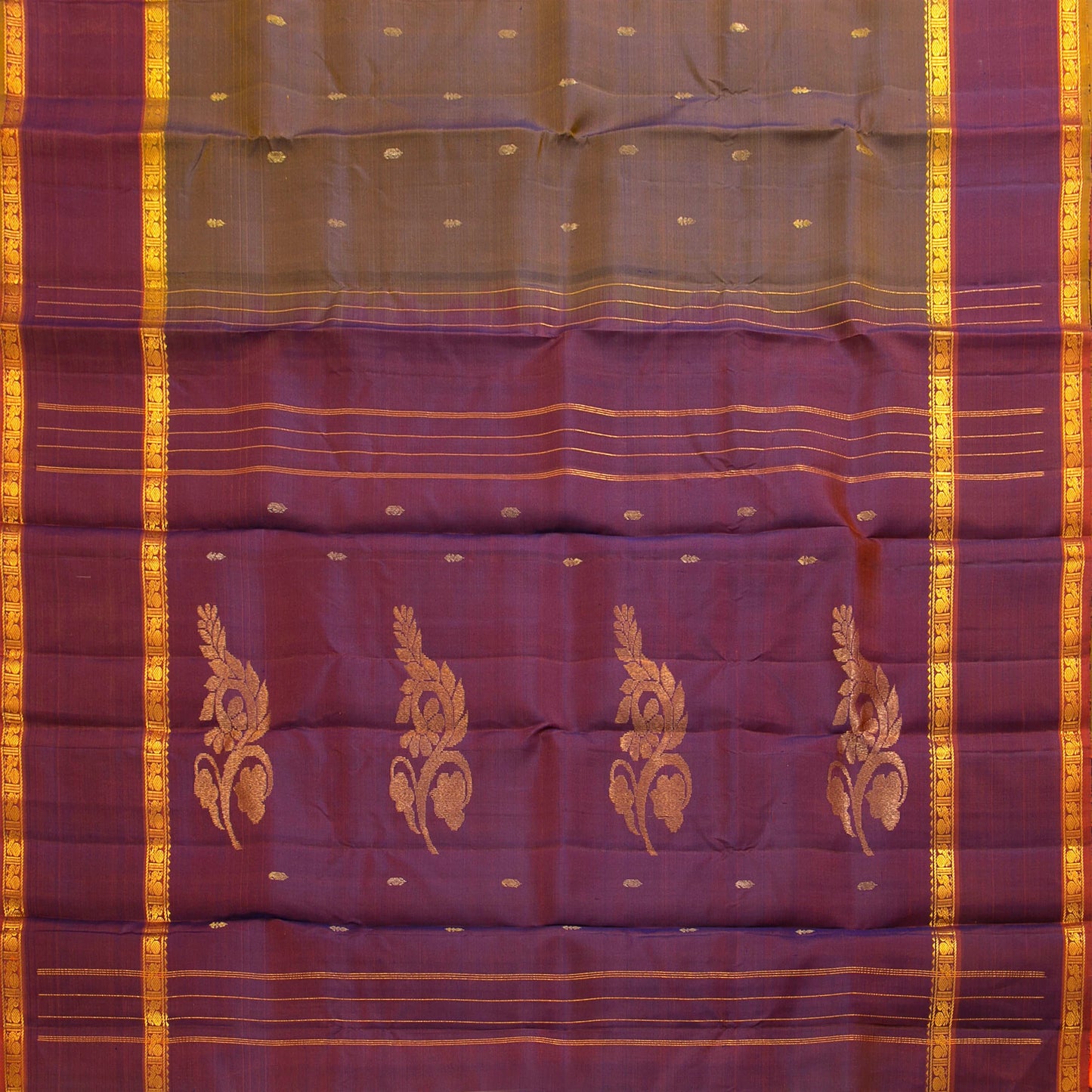 Brown And Magenta Kanchipuram Silk Saree For Festive Wear PV NYC 1679
