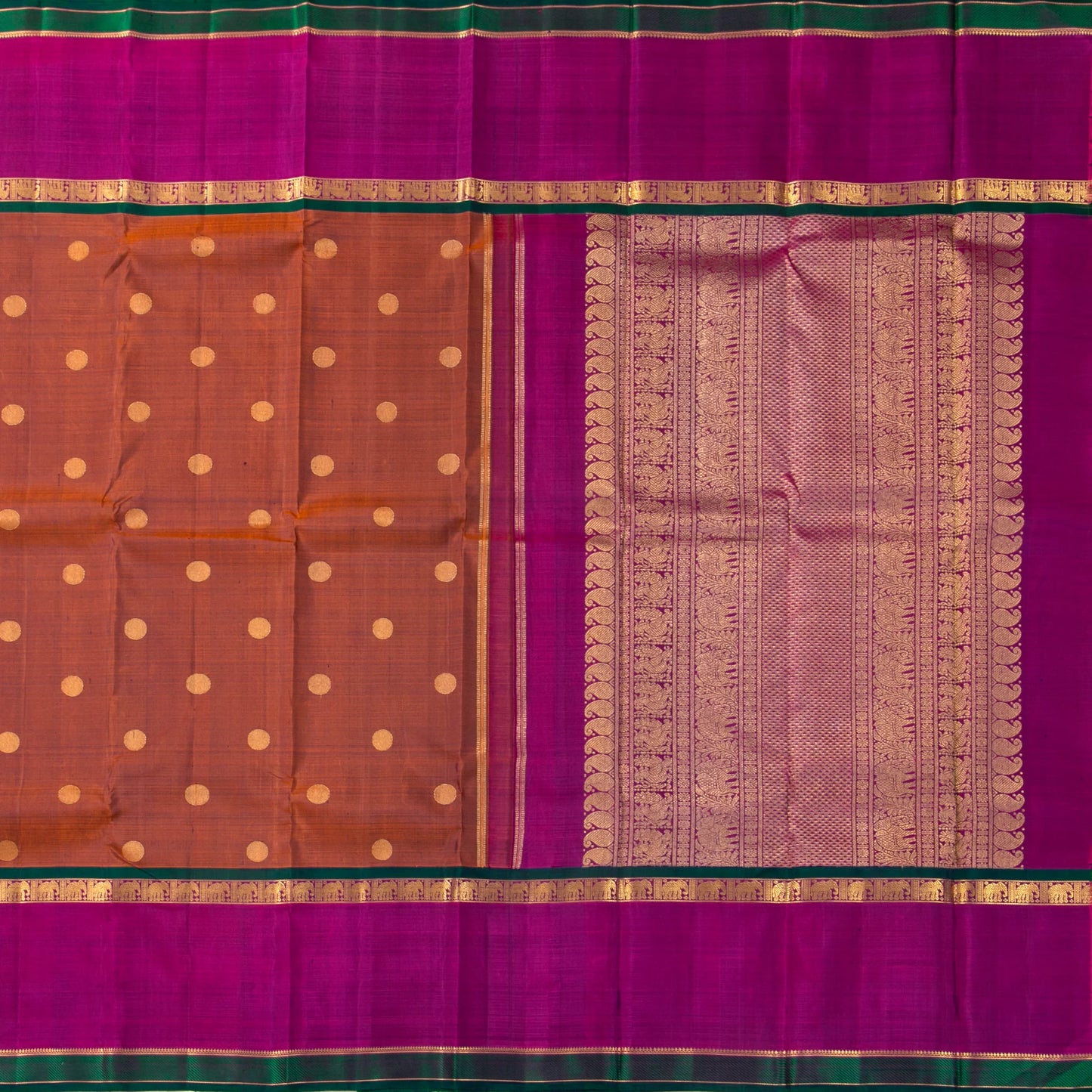 Rust And Magenta Kanchipuram Silk Saree For Festive Wear PV NYC 1648