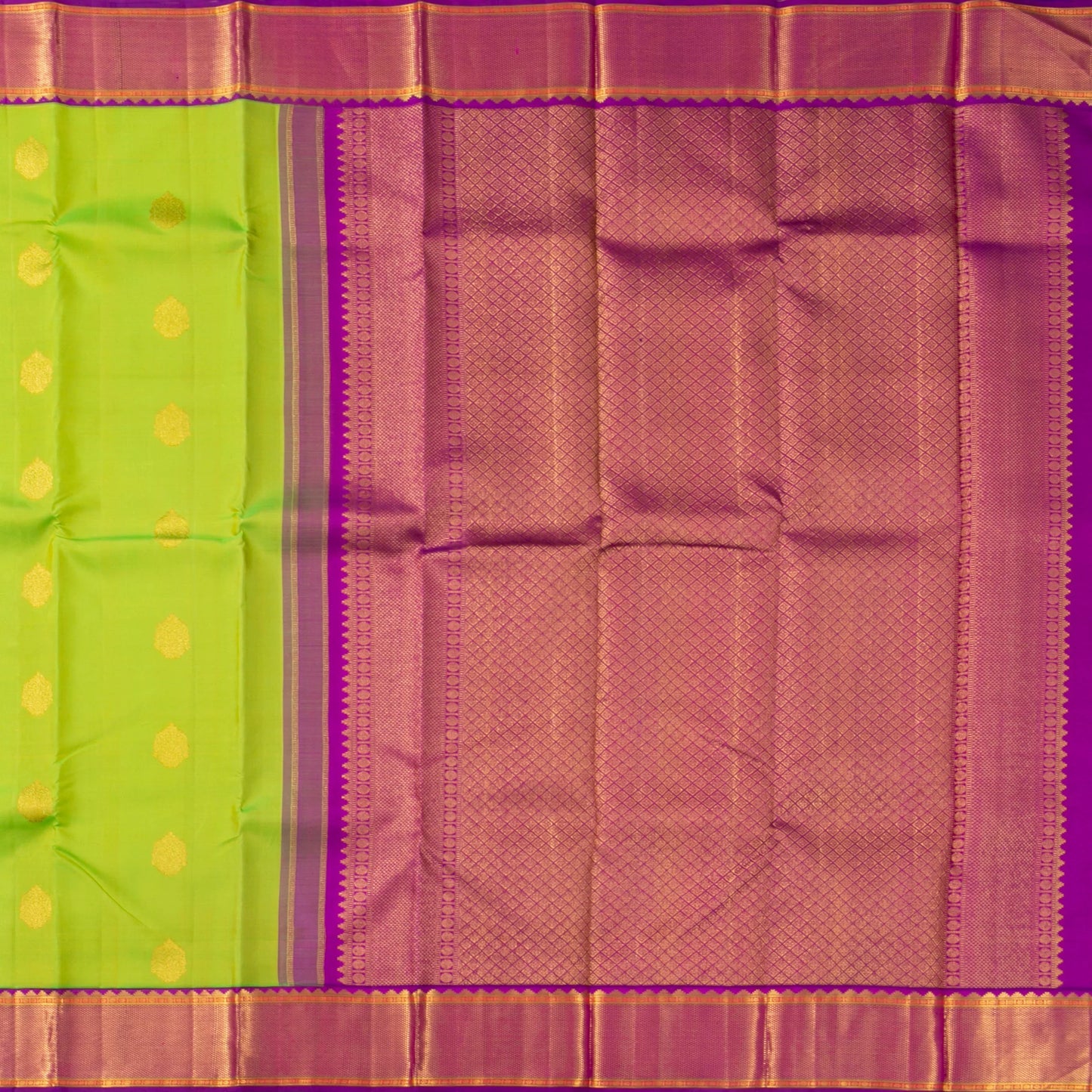 Green And Purple Kanchipuram Silk Saree For Wedding Wear PV NYC 1676