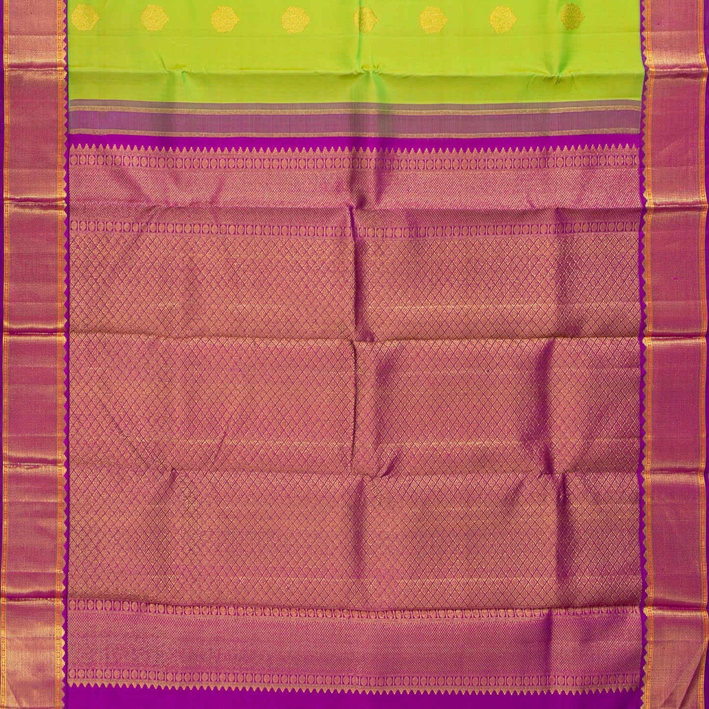 Green And Purple Kanchipuram Silk Saree For Wedding Wear PV NYC 1676