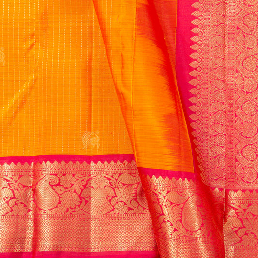 Yellow And Pink Kanchipuram Silk Saree For Bridal Wear PV MEN 255 - Silk Sari - Panjavarnam PV MEN 255