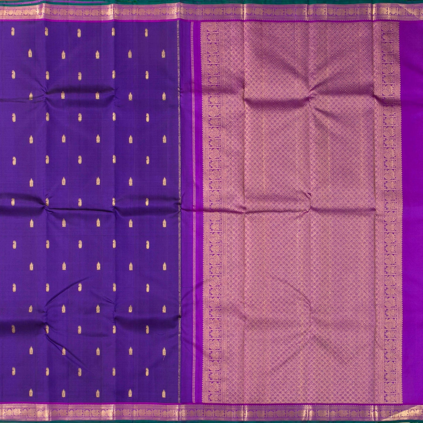 Dark Blue And Magenta Dual Shade Kanchipuram Silk Saree For Festive Wear PV NYC 1735