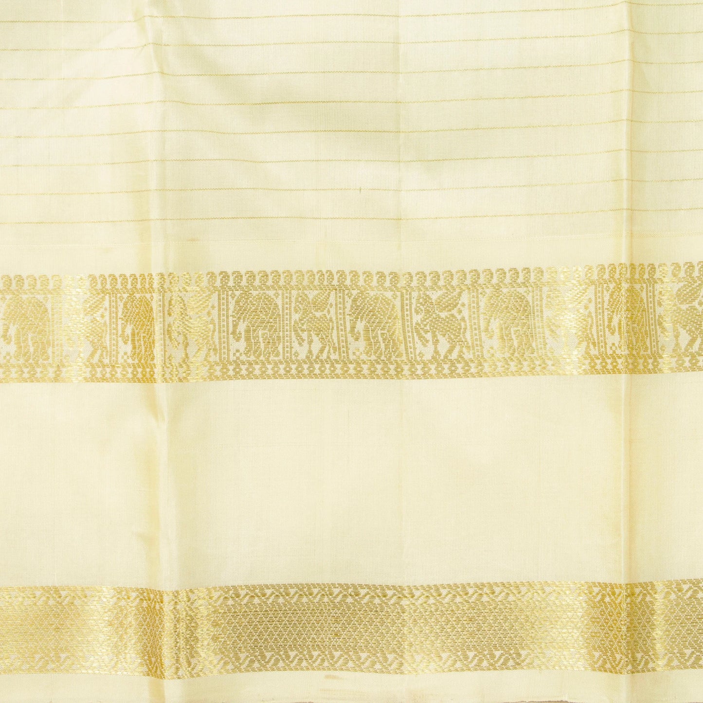Green And Beige Kanchipuram Silk Saree With Zari Checks For Wedding Wear PV NYC 1670