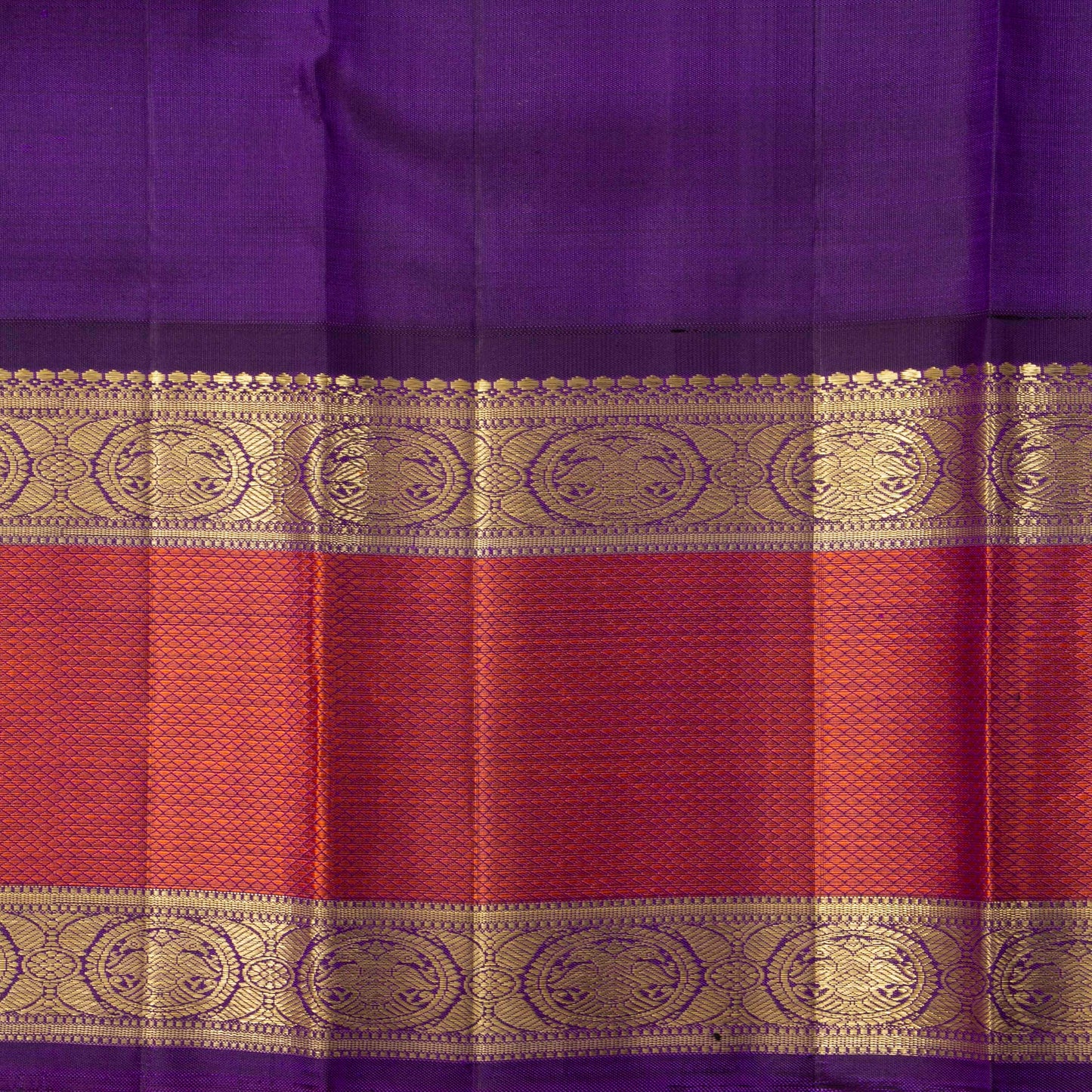 Pink And Purple Kanchipuram Silk Saree WIth Korvai Rettai Pettu Border For Wedding Wear PV NYC 1646