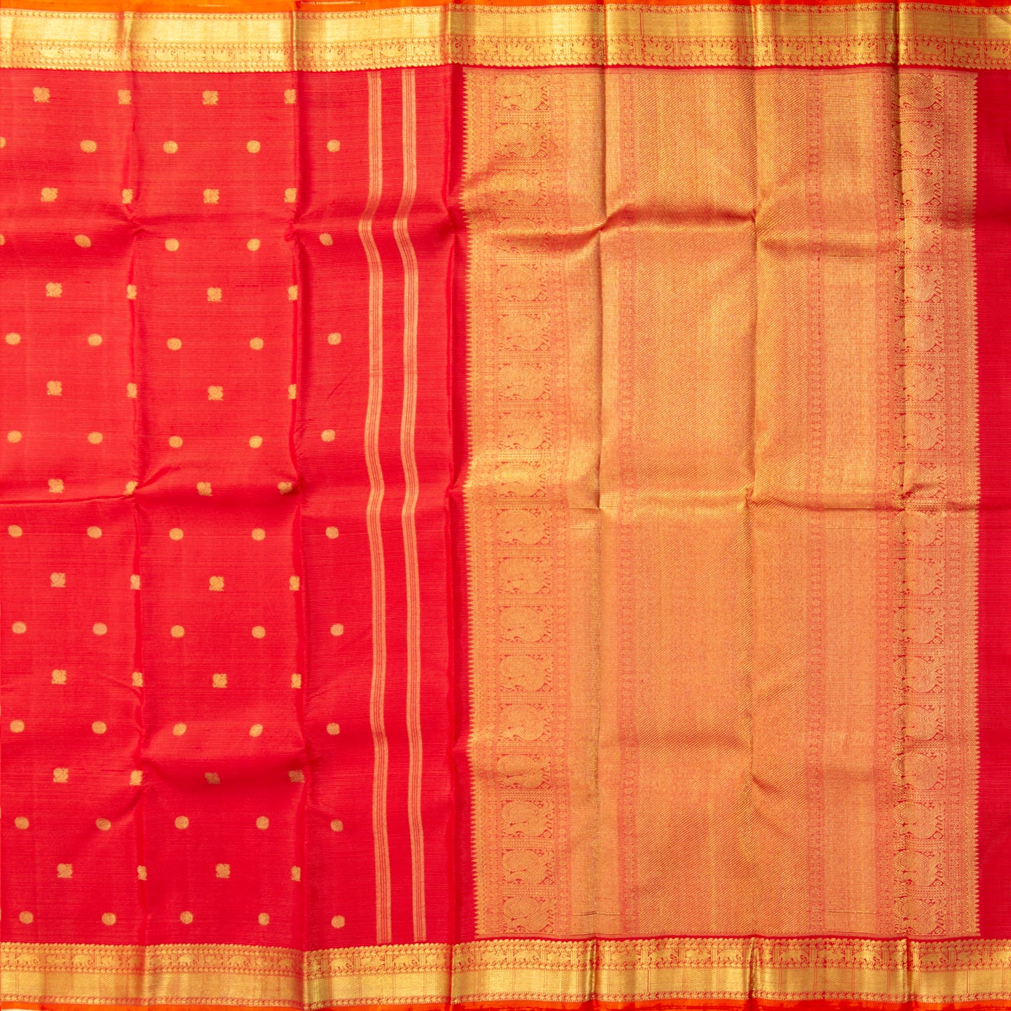 Red Kanchipuram Silk Saree With Vaira Oosi Zari Stripes For Bridal Wedding Wear PV NYC 1616