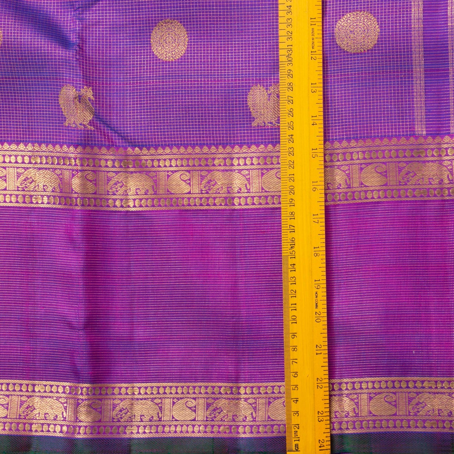 Purple Kanchipuram Silk Saree With Zari Checks For Wedding Wear PV NYC 1586