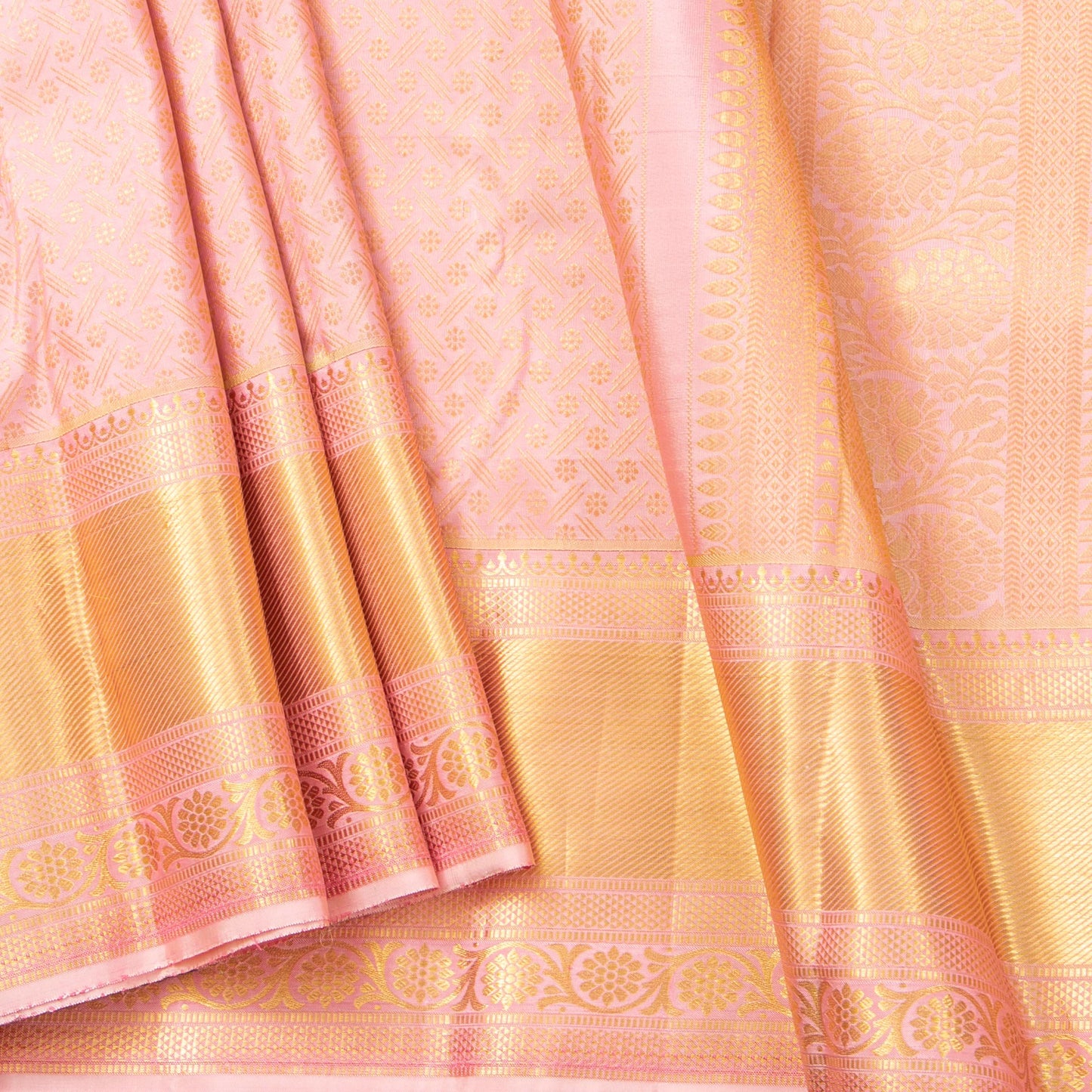 Pastel Pink Kanchipuram Silk Saree For Wedding Wear PV NYC 1621
