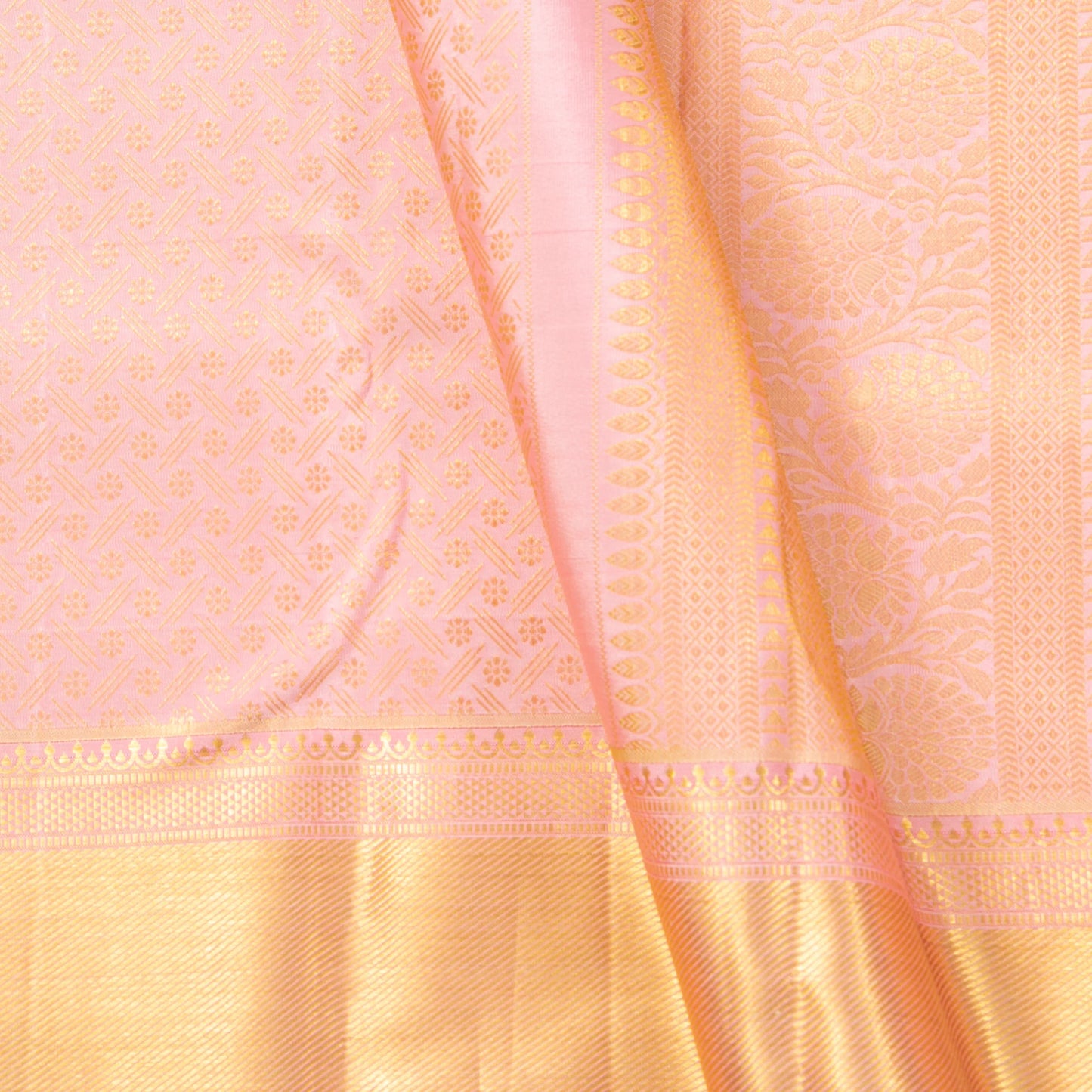 Pastel Pink Kanchipuram Silk Saree For Wedding Wear PV NYC 1621