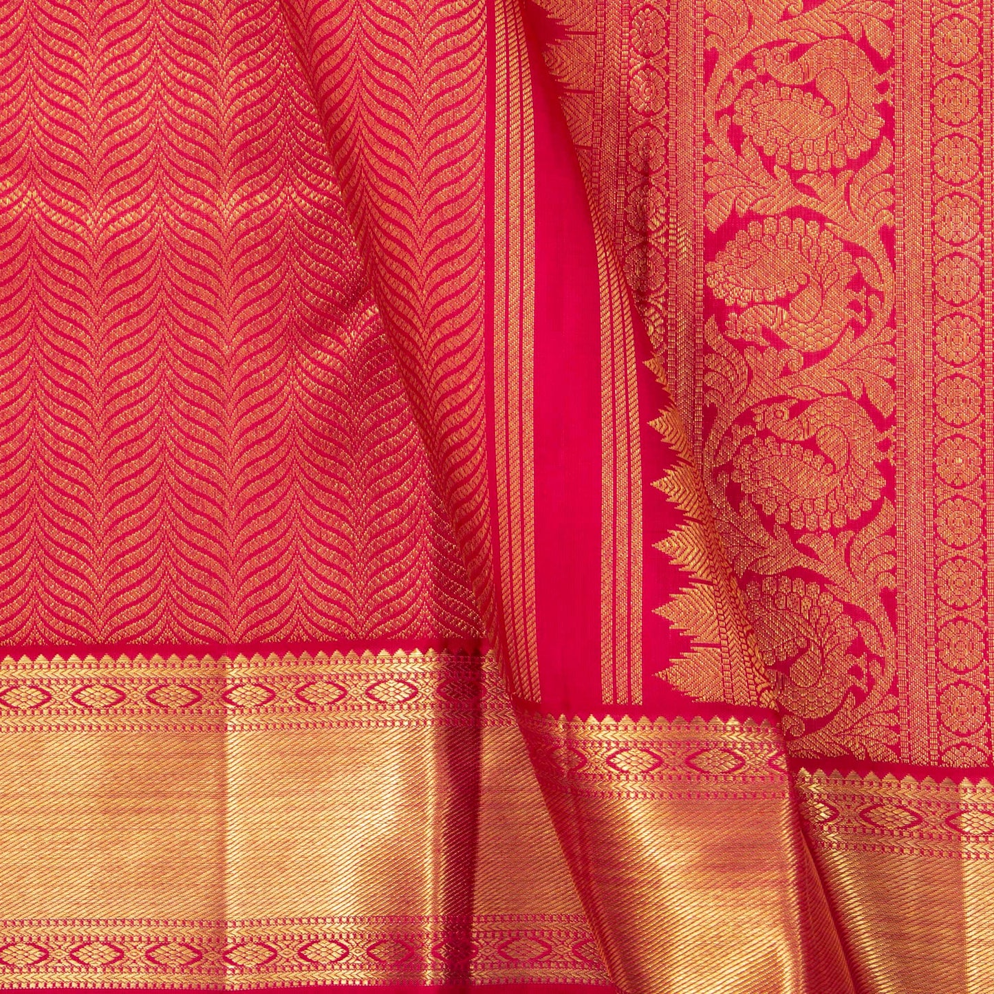 Red Kanchipuram Silk Saree For Wedding Wear PV NYC 1611