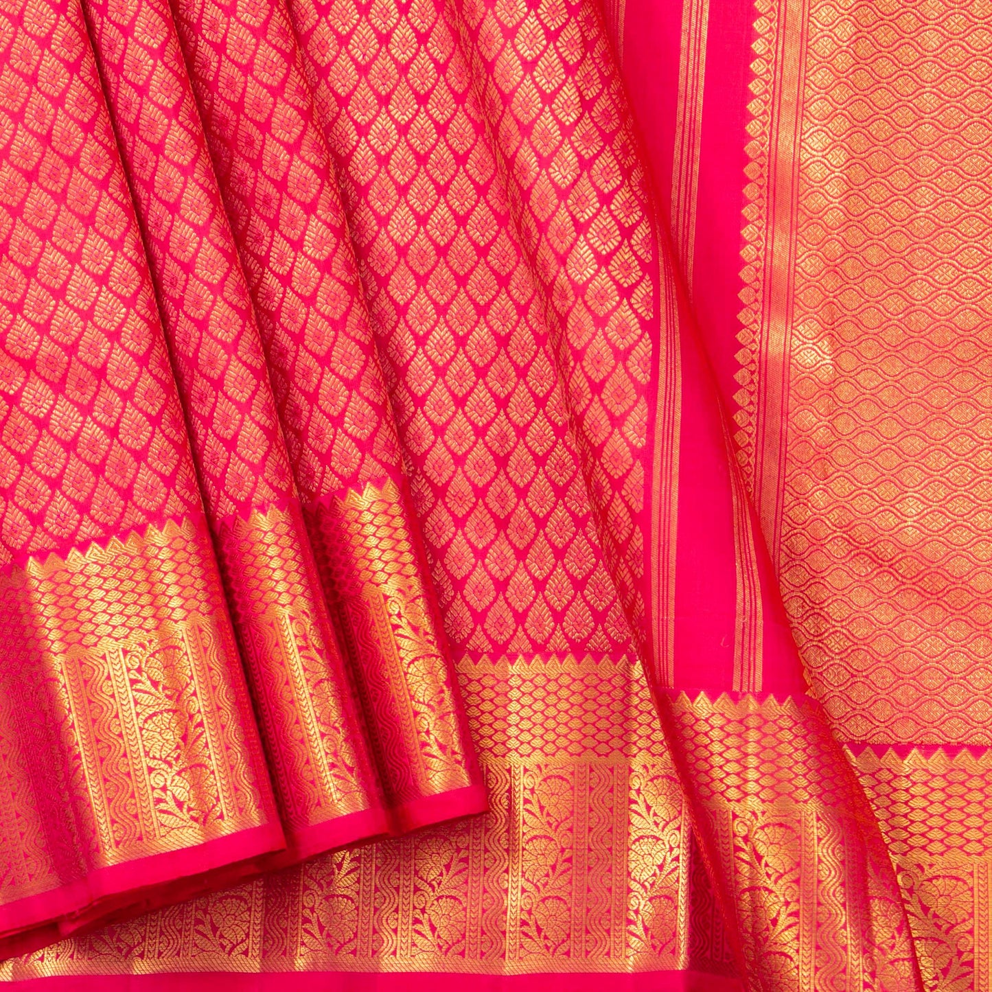 Pink Kanchipuram Silk Saree With Zari Checks For Wedding Wear PV NYC 1587