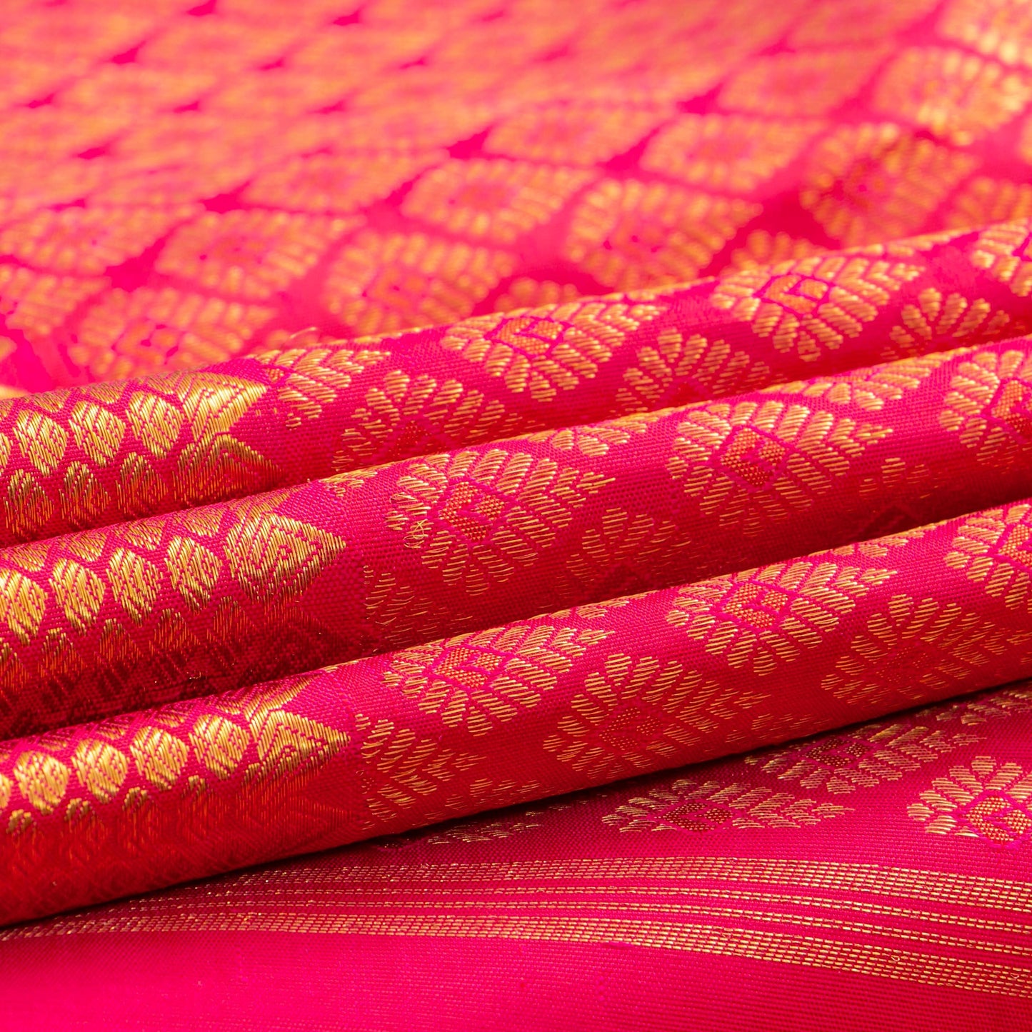 Pink Kanchipuram Silk Saree With Zari Checks For Wedding Wear PV NYC 1587