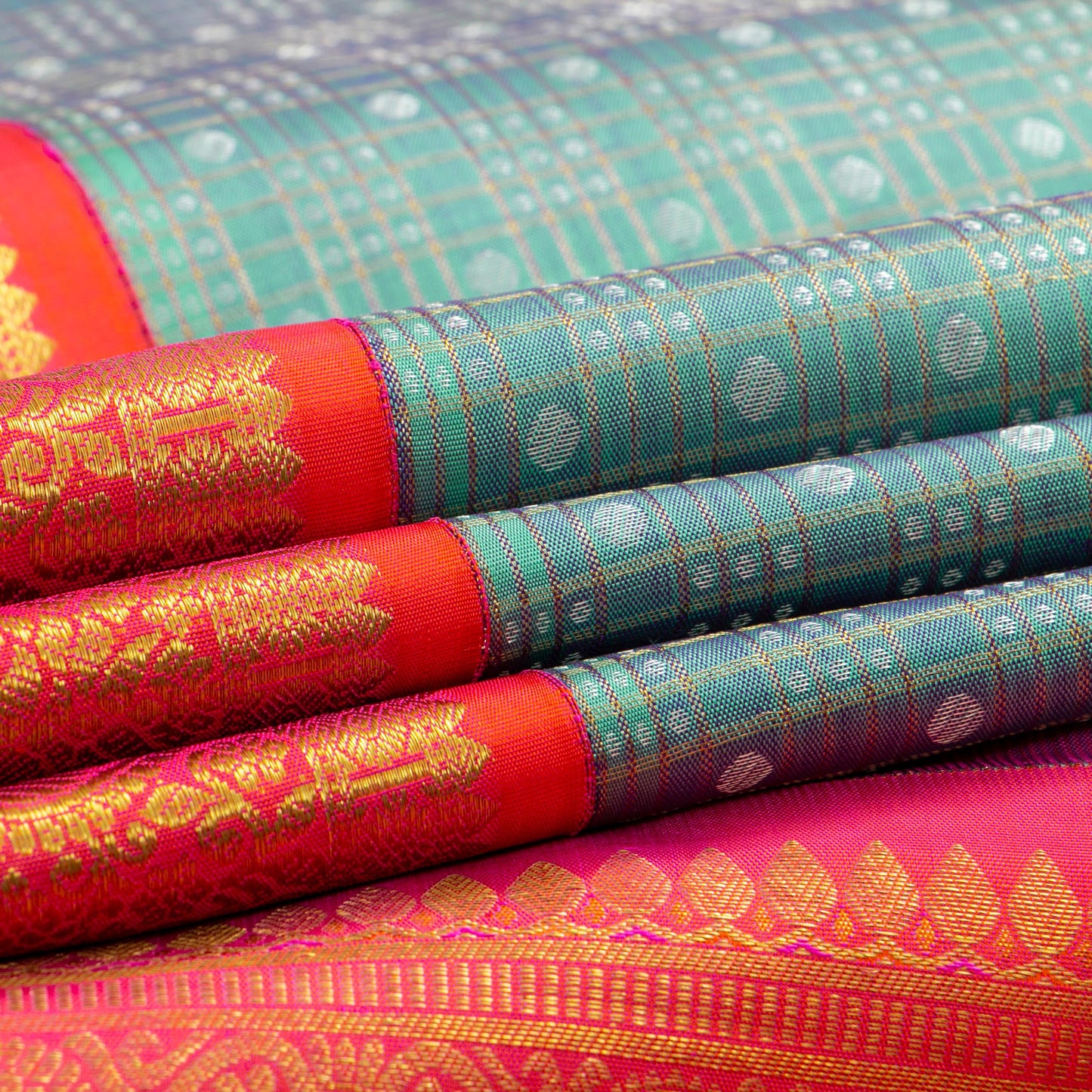 Blue And Pink Kanchipuram Silk Saree For Wedding Wear PV NYC 1619