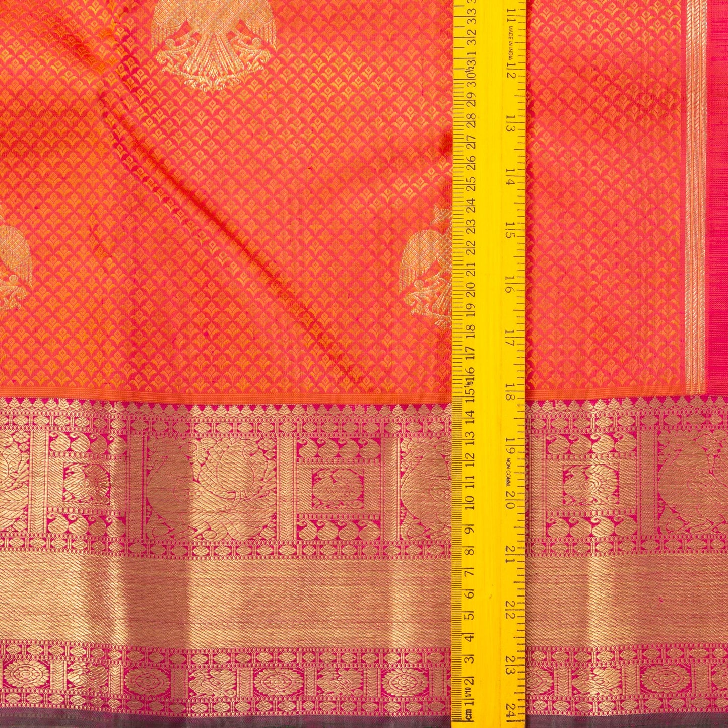 Pink, Magenta And Red Kanchipuram Silk Saree With Jacquard Silk Work And Ganda Berunda Motifs For Wedding Wear PV NYC 1673