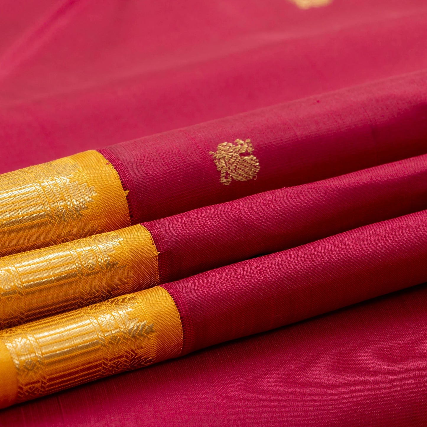 Magenta And Mustard Yellow Kanchipuram Silk Saree For Festive Wear PV NYC 1640