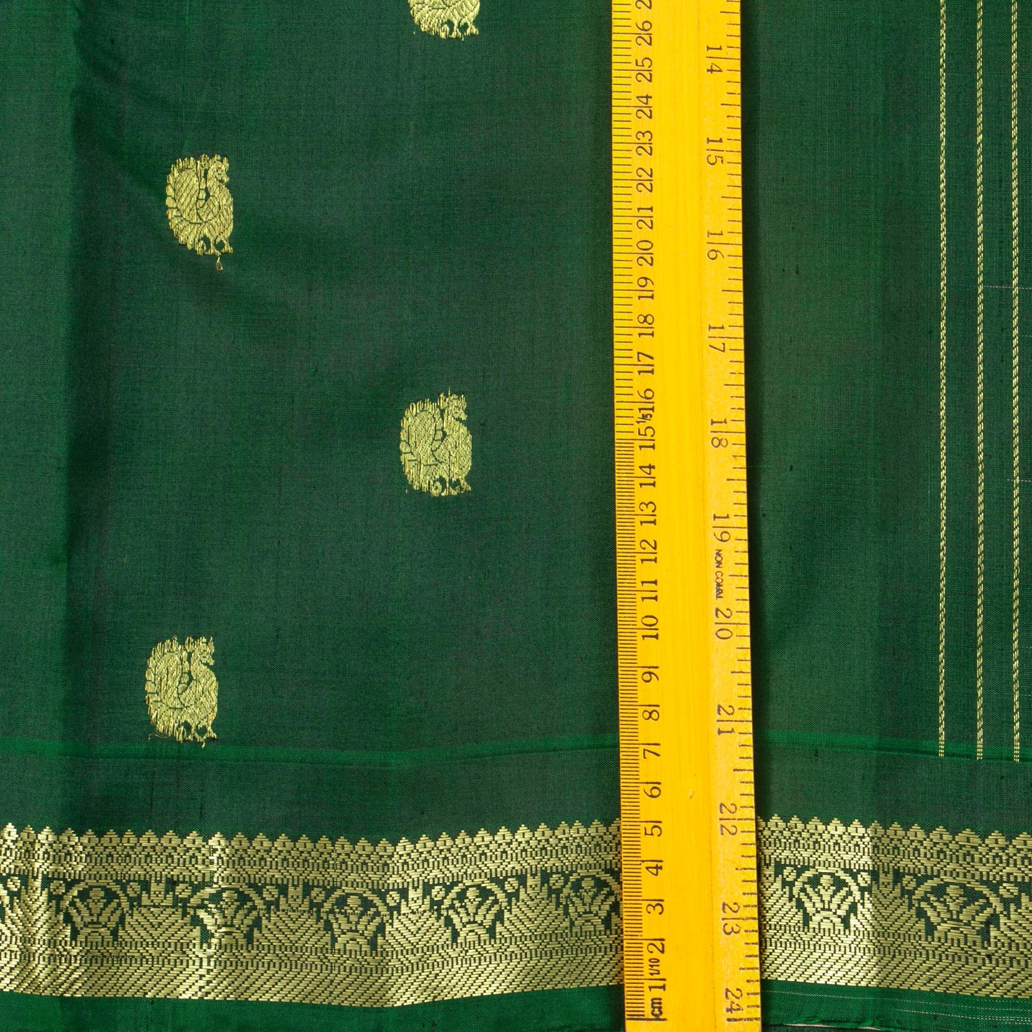 Bottle Green And Grey Kanchipuram Silk Saree With Small Border For Festive Wear PV NYC 1609