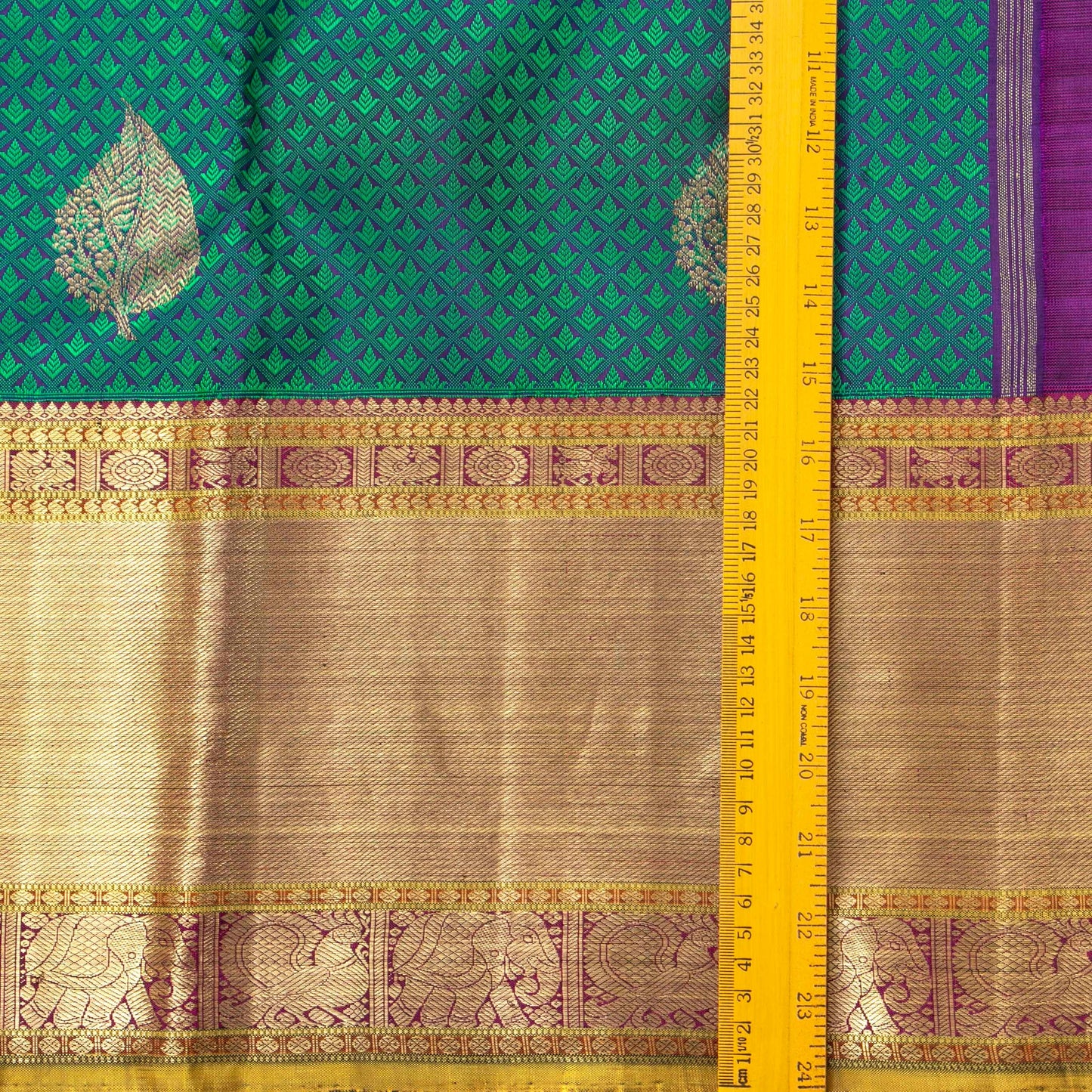 Green, Purple And Maroon Kanchipuram Silk Saree With Silk Jacquard Work For Wedding Wear PV NYC 1644