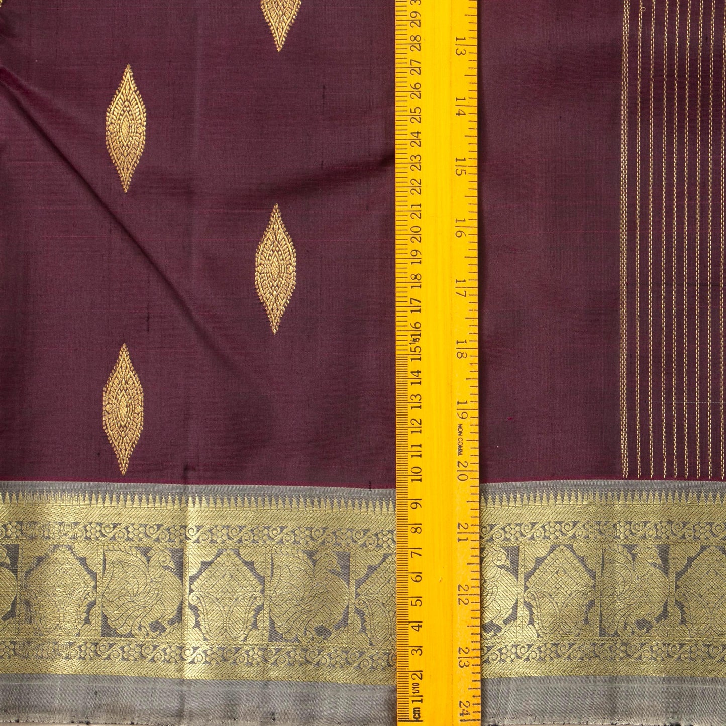 Purple And Grey Kanchipuram Silk Saree With Vanki Motifs For Festive Wear PV NYC 1639