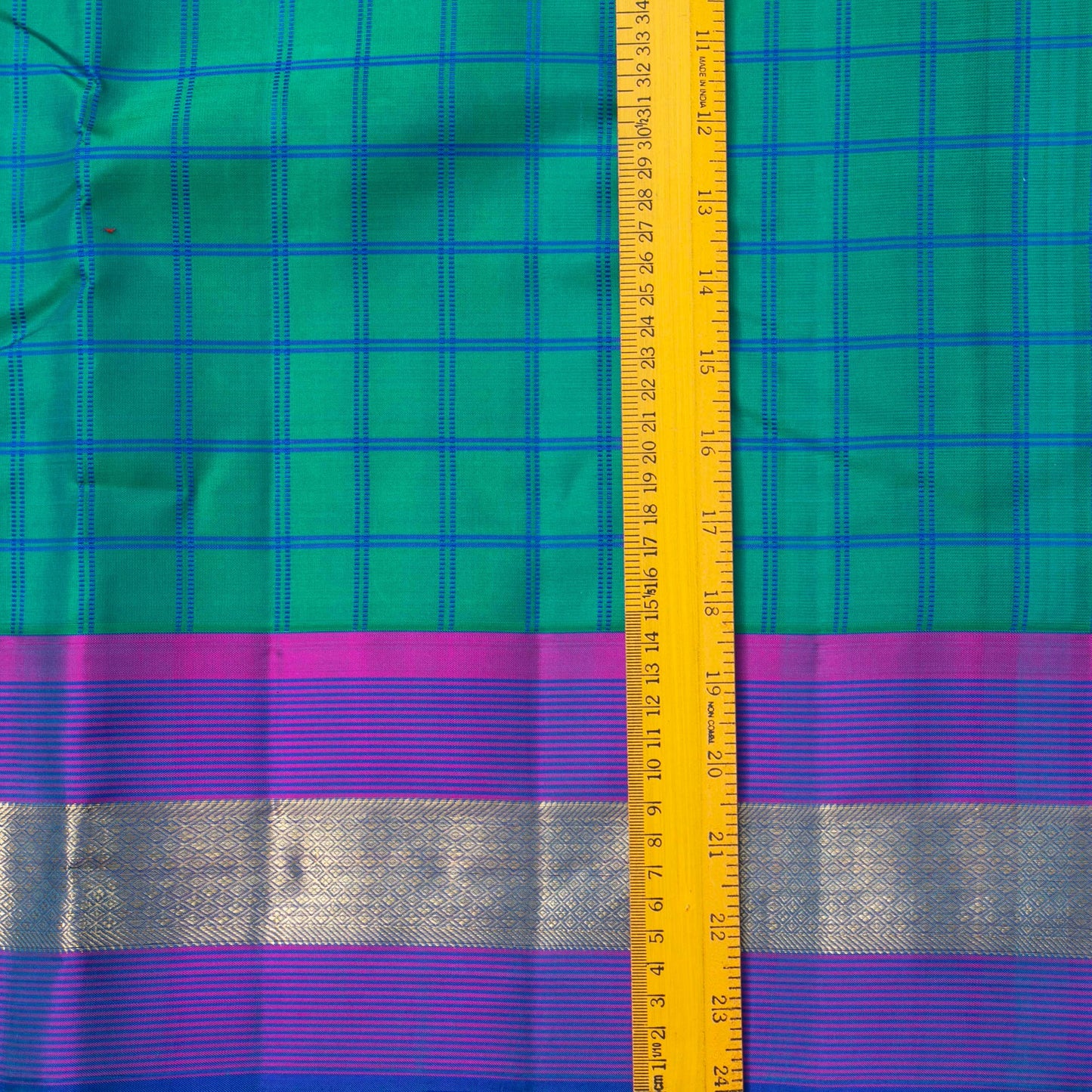 Turquoise Blue And Purple Kanchipuram Silk Saree For Festive Wear PV NYC 1628