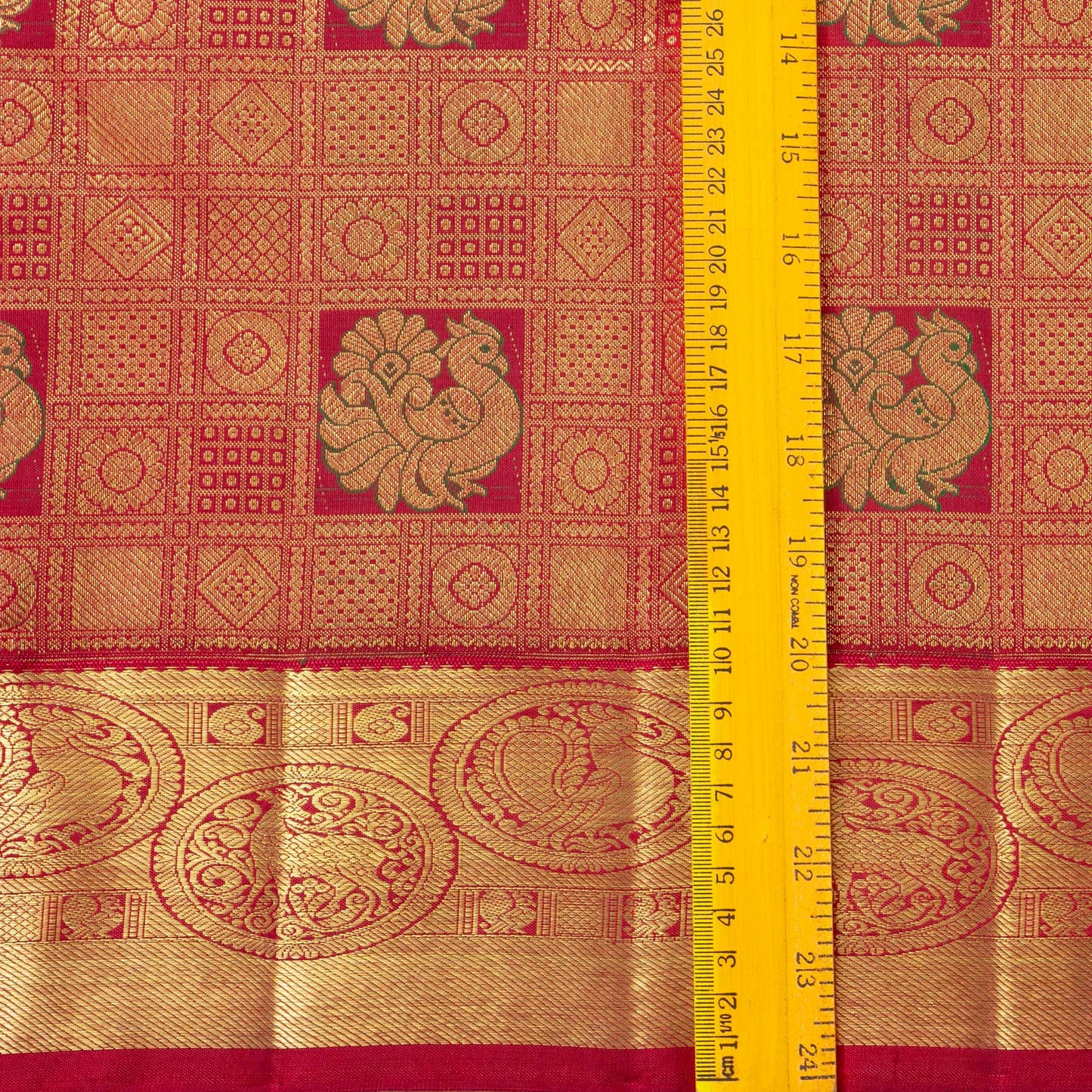 Red Kanchipuram Silk Saree For Bridal Wear PV NYC 1599