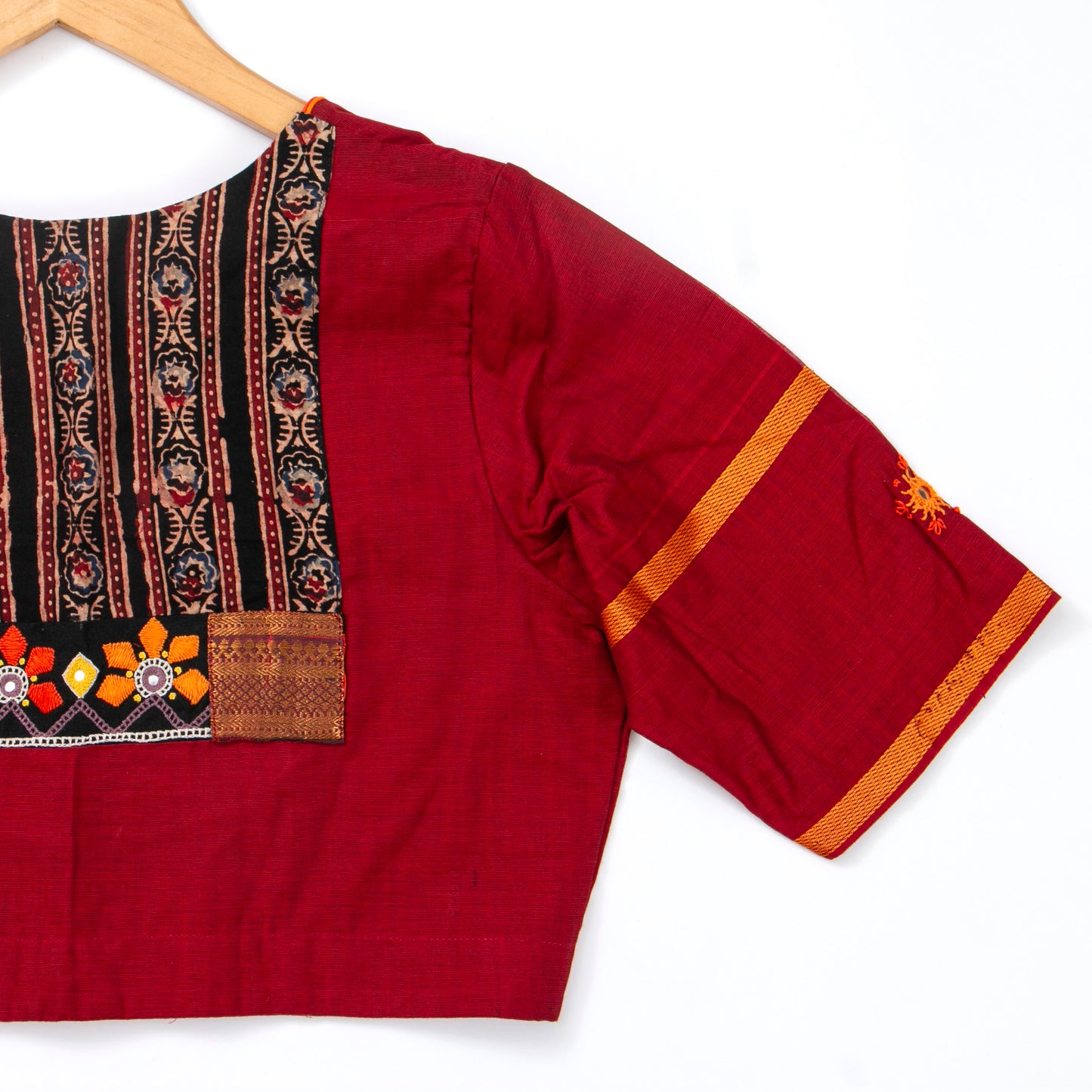 Red Kanchi Silk Cotton Readymade Blouse PV BL 173