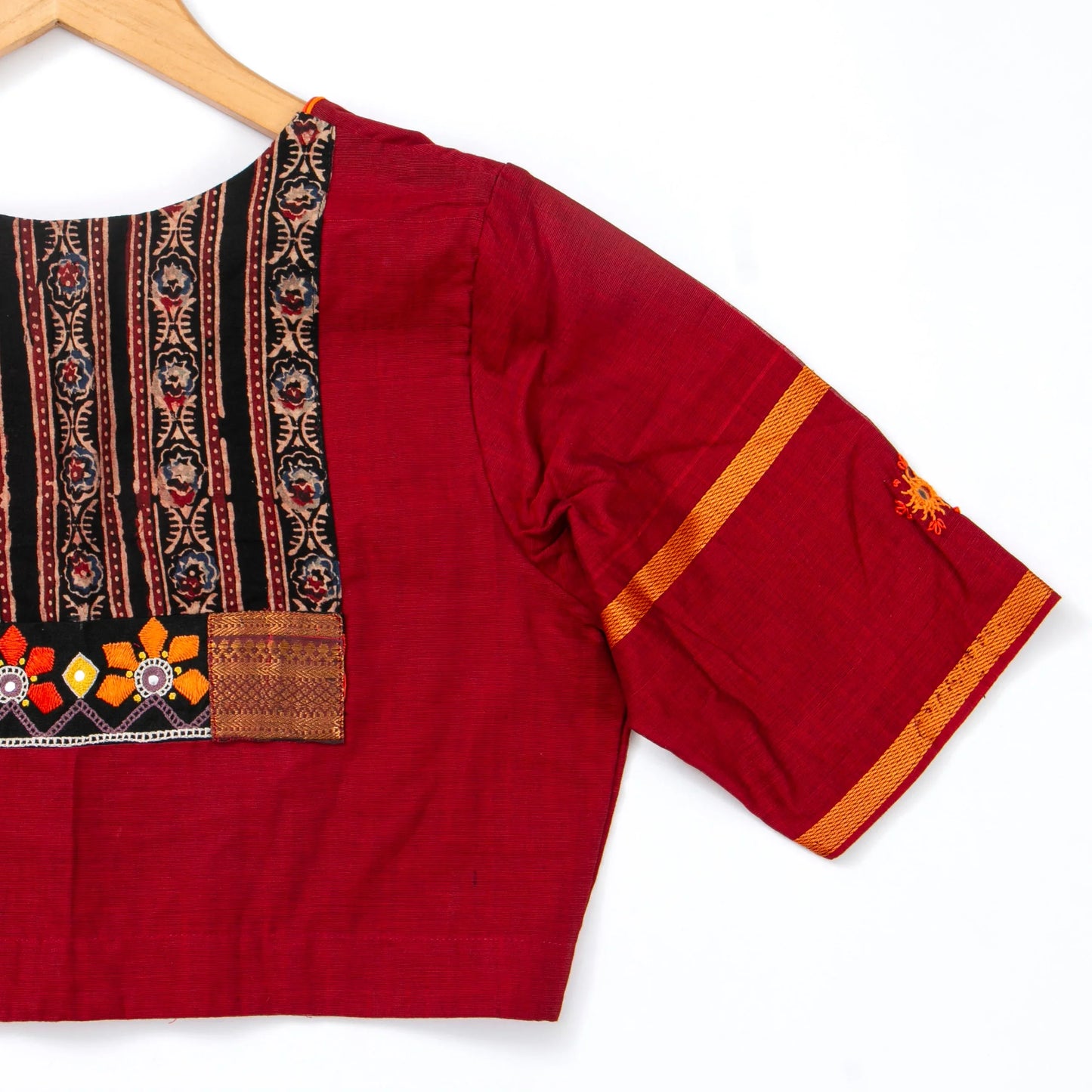 Red Kanchi Silk Cotton Readymade Blouse PV BL 173 - Blouse - Panjavarnam PV BL 173