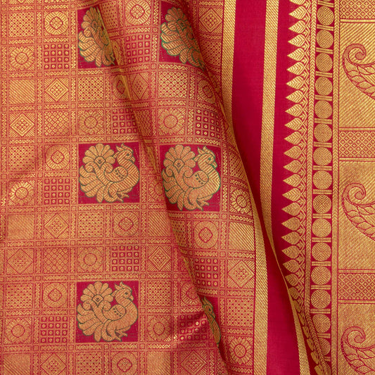 Red Kanchipuram Silk Saree For Bridal Wear PV NYC 1599
