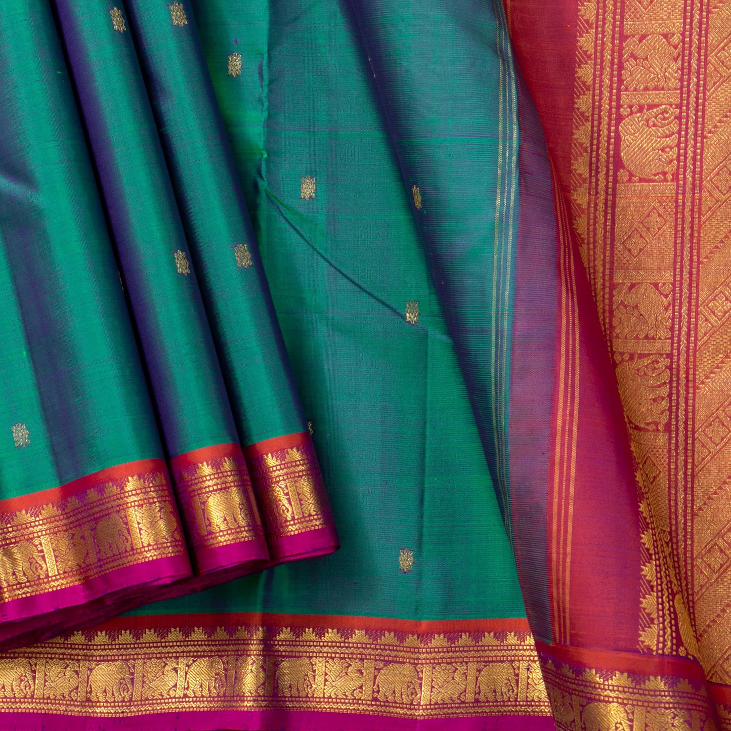 Mayilkazhuthu blue And Pink Kanchipuram Silk Saree For Festive Wear PV NYC 1734