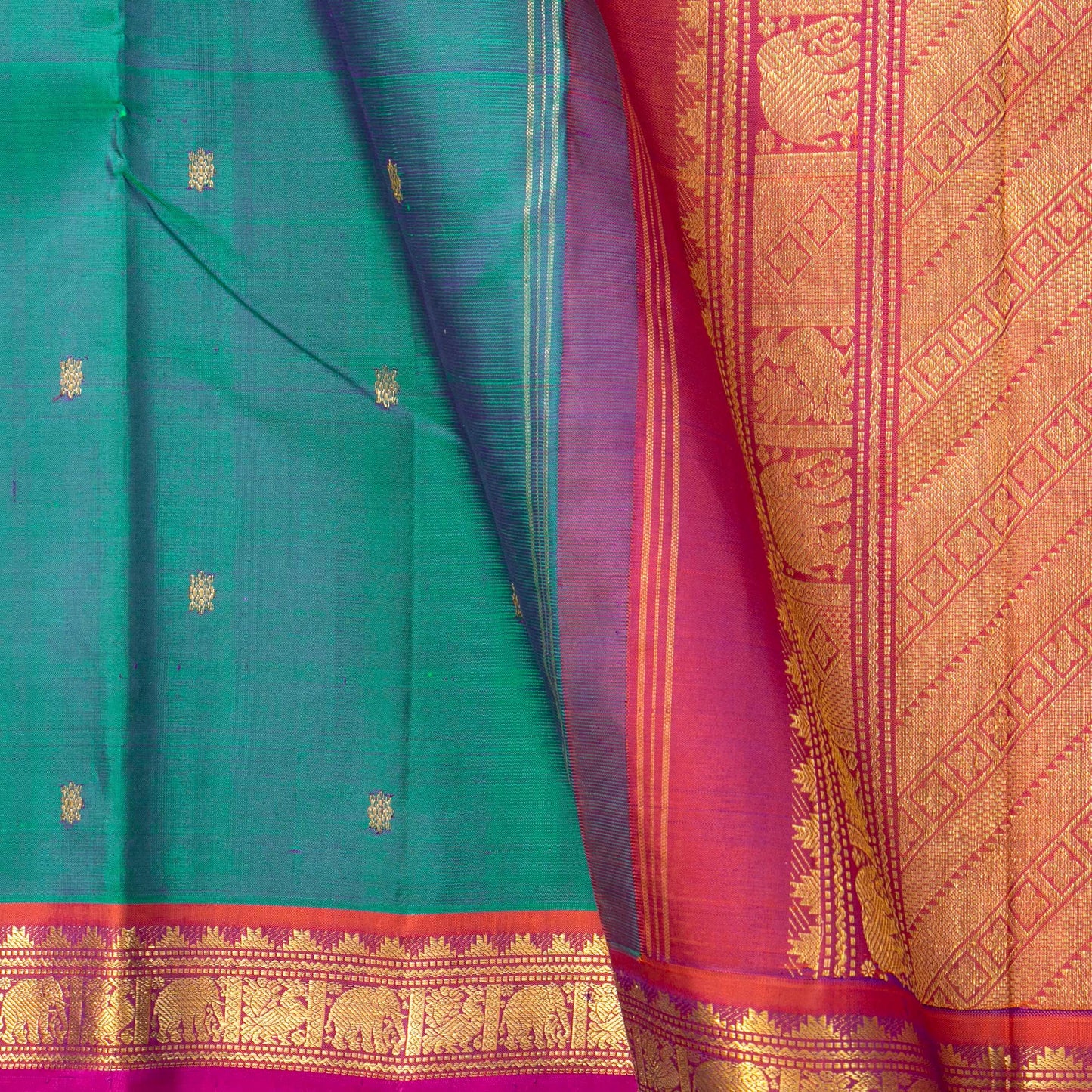 Mayilkazhuthu blue And Pink Kanchipuram Silk Saree For Festive Wear PV NYC 1734