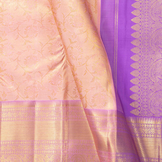 Pastel Pink And Lavender Kanchipuram Silk Saree For Wedding Wear PV NYC 1612