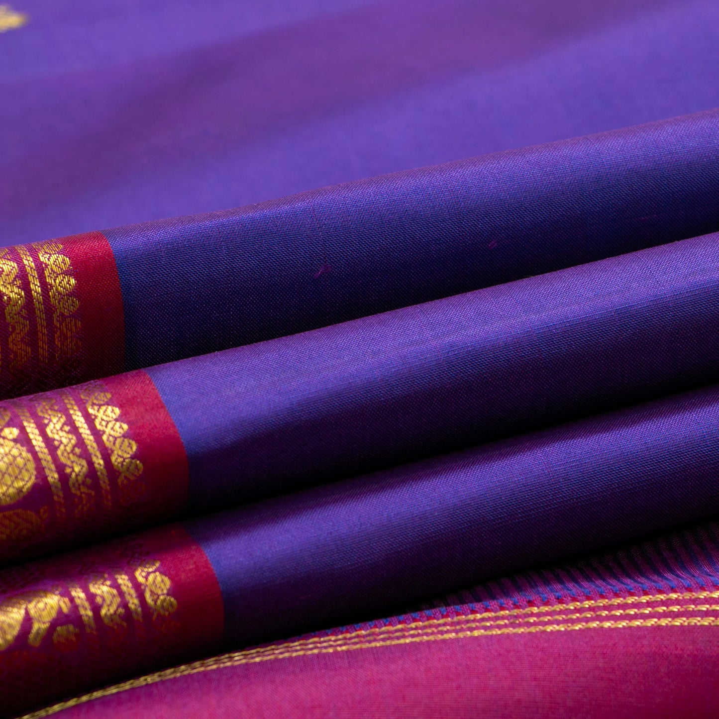 Blue And Magenta Kanchipuram Silk Saree For Festive Wear PV NYC 1726