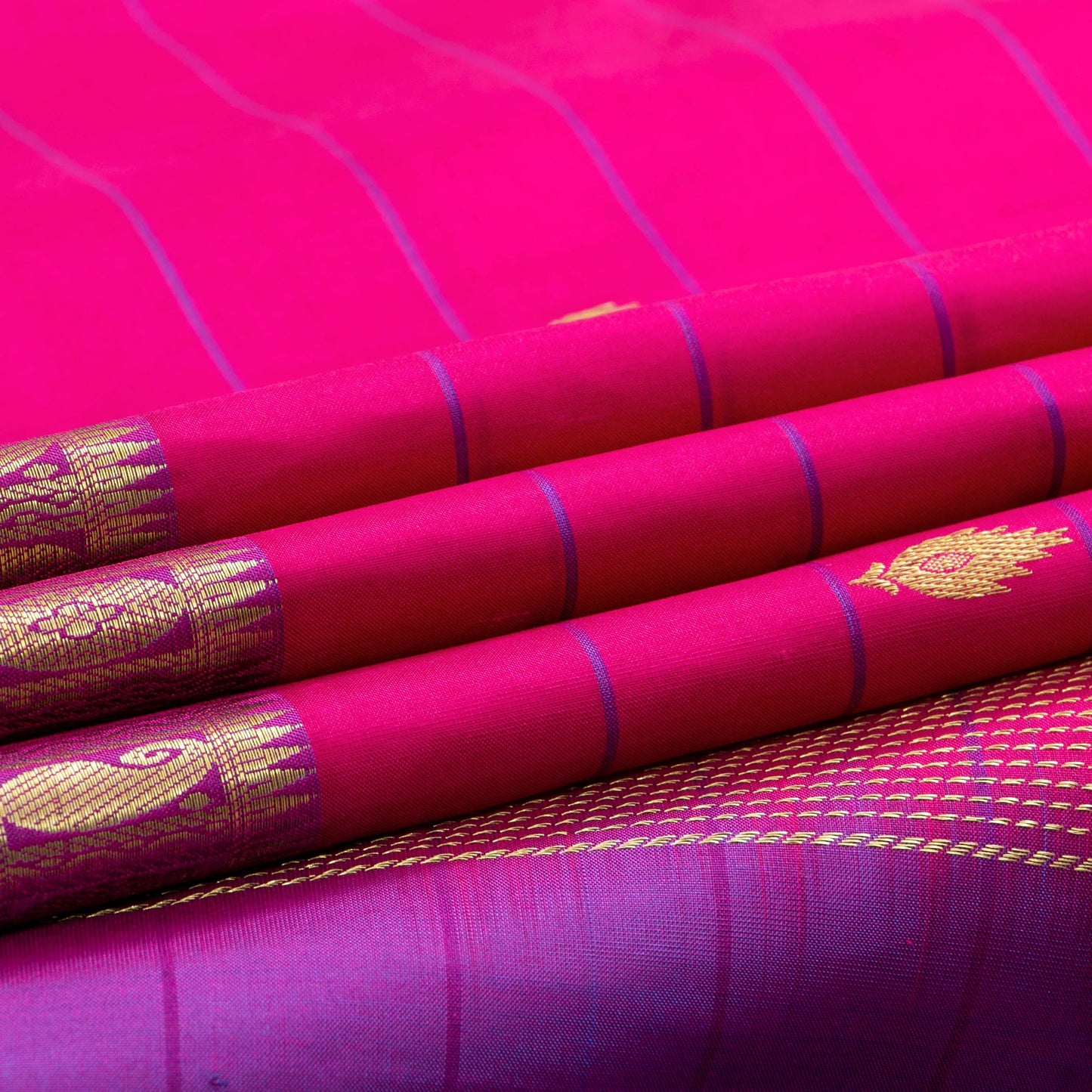 Pink And Purple Kanchipuram Silk Saree For Festive Wear PV NYC 1638