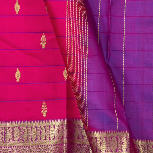 Pink And Purple Kanchipuram Silk Saree For Festive Wear PV NYC 1638