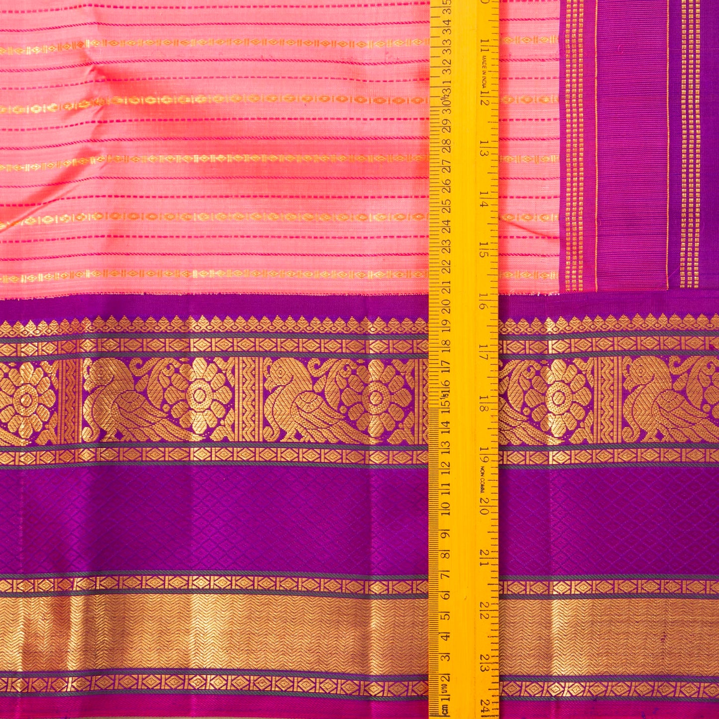 Pink And Magenta Kanchipuram Silk Saree With Silver Zari For Wedding Wear PV NYC 1588