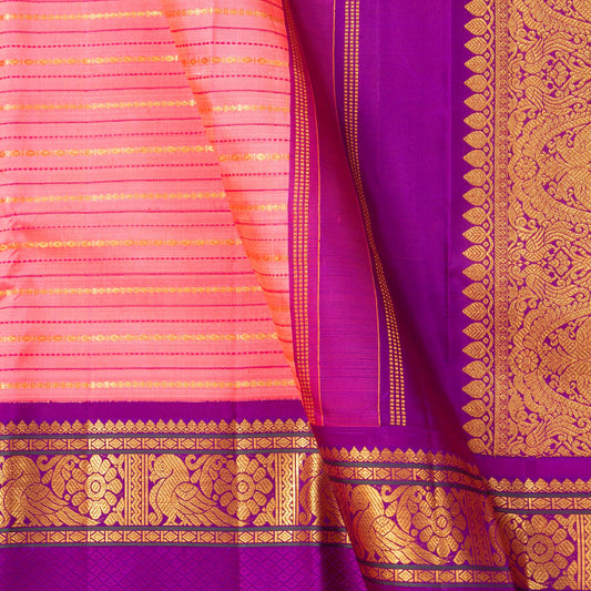 Pink And Magenta Kanchipuram Silk Saree With Silver Zari For Wedding Wear PV NYC 1588