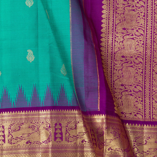 Sea Green And Magenta Kanchipuram Silk Saree For Wedding Wear PV NYC 1579