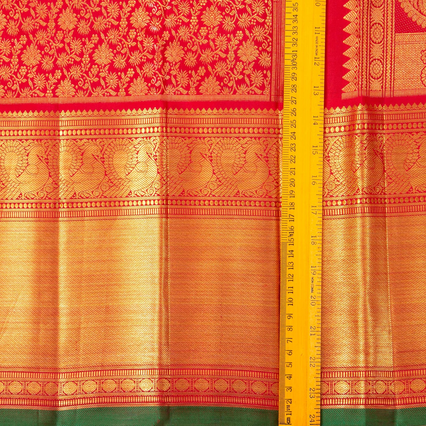 Red Kanchipuram Silk Saree For Bridal Wear PV NYC 1605