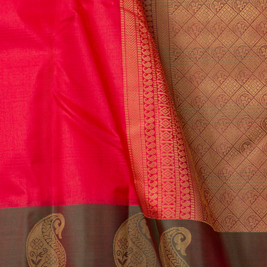 Pink And Green Kanchipuram Silk Saree For Festive Wear PV MEN 119