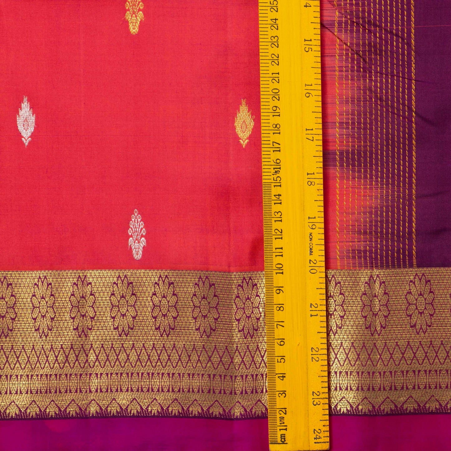 Tomato Pink And Magenta Kanchipuram Silk Saree With Zari Checks For Festive Wear PV NYC 1584