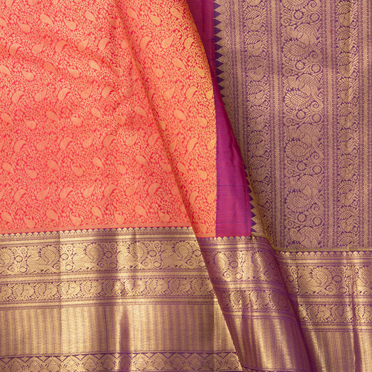 Red And Magenta Kanchipuram Silk Saree For Bridal Wear PV MEN 293