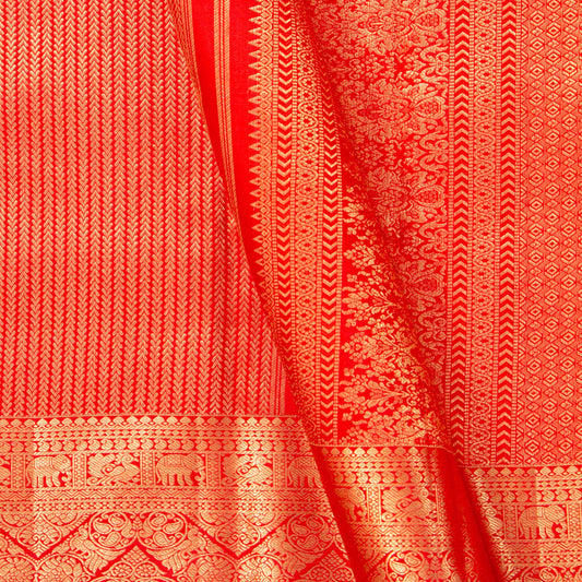 Red Kanchipuram Silk Saree For Bridal Wear PV MEN 297