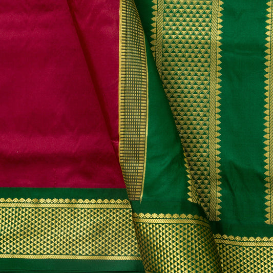 9 Yards Maroon Ganga Jamuna Border Kanchipuram Silk Saree Handwoven Pure Silk Pure Zari For Wedding Wear PV NYC 1705
