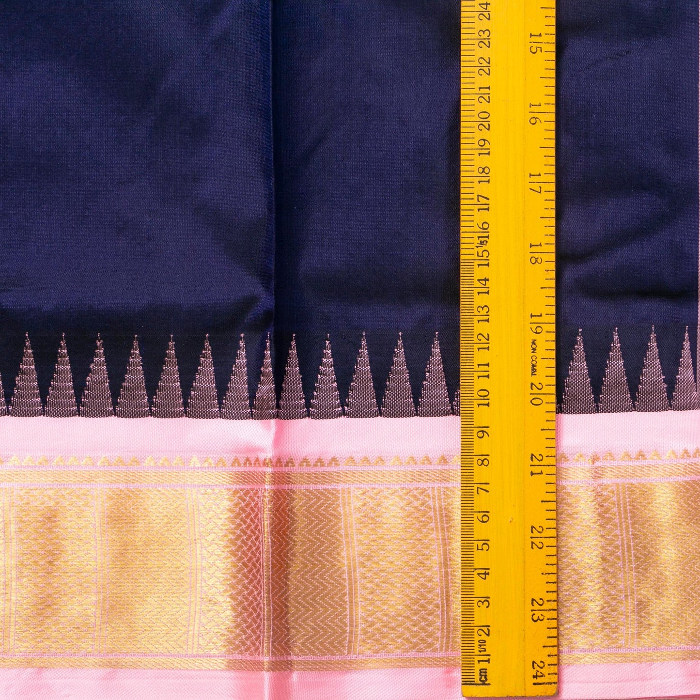 9 Yards Blue And Pastel Pink Kanchipuram Silk Saree Handwoven Pure Silk Pure Zari For Wedding Wear PV NYC 1697